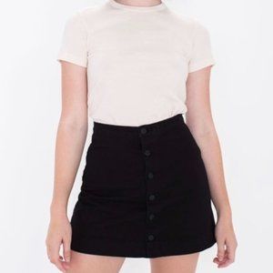 American Apparel Denim Button Front A-Line Mini Skirt